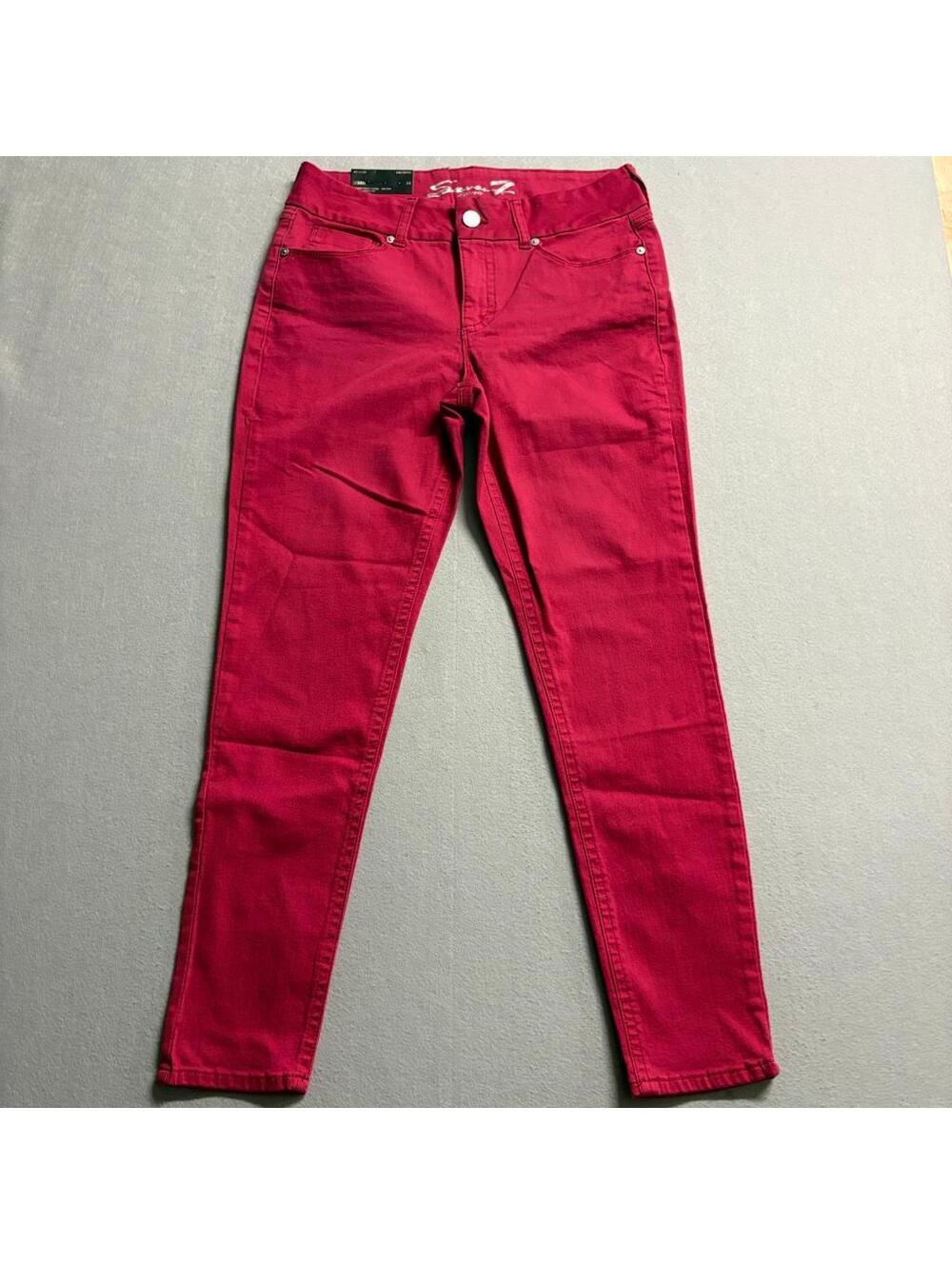 Seven7 Tummyless Skinny Jeans Womens 14 Chili Pepper Red Stretch Denim New